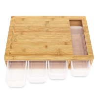 wood cutting board with 4 containers vegetable cutting board